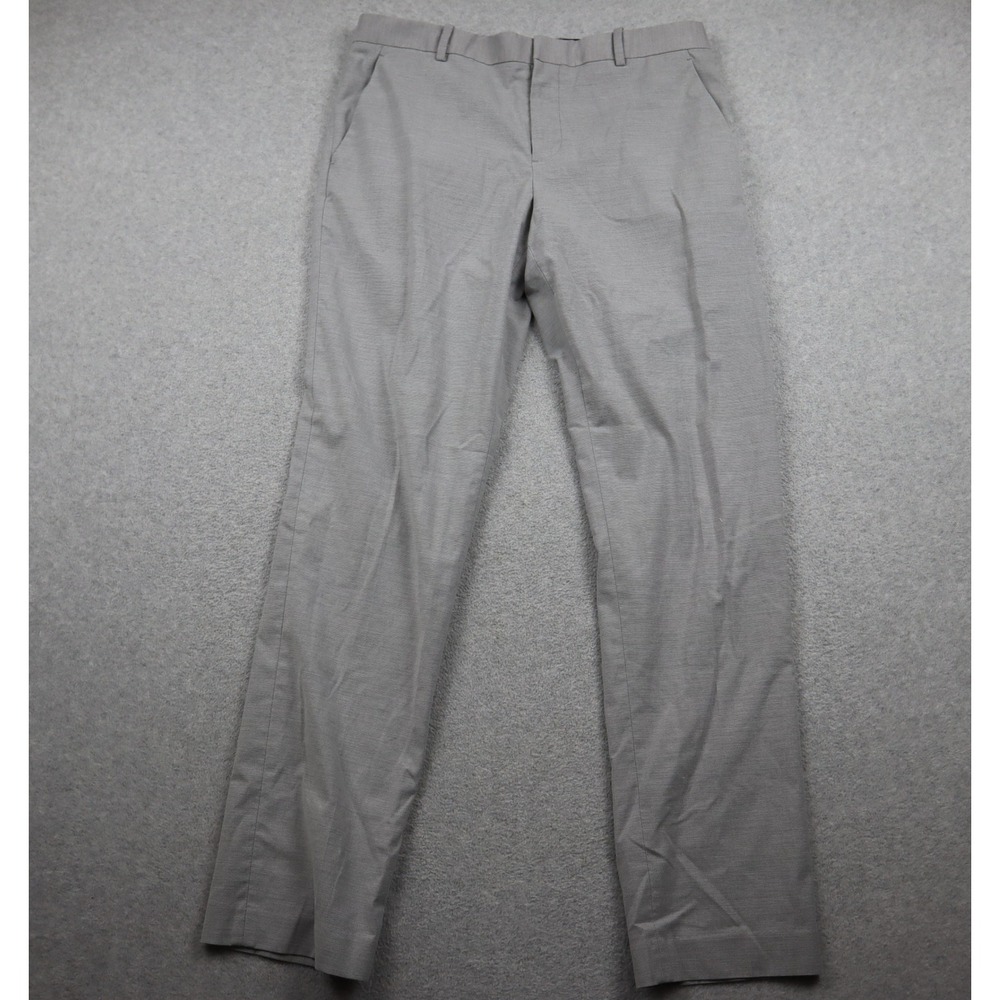 Perry Ellis Portfolio Dress Pants Mens 34x34 Slim Fit Folio-Flex Gray Trousers